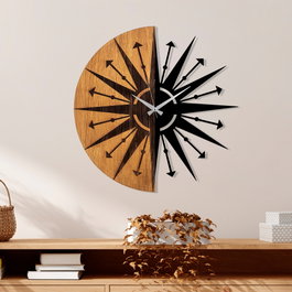 Wallity Reloj de pared decorativo de madera Nogal y Negro